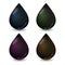 Vector set of different dark drops of crude or petrol