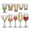 Vector set of different glassware