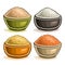 Vector set of different groats in bowls