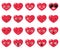 Vector set of different heart emoji