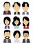 Vector set of different male and female icons in trendy flats style. People heads and faces images collection.