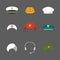 Vector set of different professions hats icons in trendy flat style.