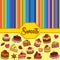 Vector set of different sweets. Sweets background