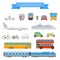 Vector set of different transportation vehicles isolated on white background. Urban transport icons in flat style design