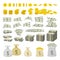 Vector set of dollar sign money and gold coins