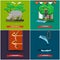 Vector set of dolphinarium, zoo and circus posters, flat style