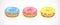 Vector set of Donut isometric icons with colorful glaze and sugar icing.