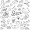 Vector set of doodles with marine inhabitants, coloring book