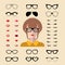 Vector set of dress up constructor with different woman eyelashes,glasses,lips in flat style. Female faces icon creator.