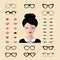 Vector set of dress up constructor with different woman eyelashes,glasses,lips in flat style. Female faces icon creator.