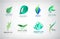 Vector set of eco, organic, nature logos. Ecology and recycling various symbols graphic. Healthy and ecological