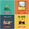 Vector set of Egypt concept posters, banners in flat style