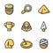 Vector Set of Egypt Icons. Archaeology, Search, Research, Monument, Craft, Treasure, Weapon, Time, Shrine.