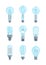 Vector set of electric modern glass light bulbs and led energy save lamps.