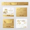 Vector set of elegant sale banners with golden bow, ribbon and paper shopping bag.