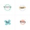 Vector set emblems, badges or logos design templates for nail studio, beauty shop sign with round spots and brush stroke