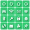 Vector Set of Emerald Green Flat Style Square Buttons