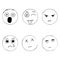 Vector set of emoticon doodles, hand drawn sad emoji