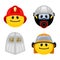 Vector set of emoticons in firefighter clothes.