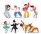 Vector Set of Energetic Kids Twirl And Groove To Lively Beats. Boys and Girls Create Kaleidoscope Of Joy in Dance