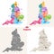 Vector set of England maps with largest cities