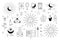 Vector set of esoterical and solar elements and symbols. Line art magical objects and celestian icons