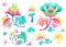 Vector set with exotic flowers in Chinese style.