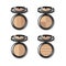 Vector Set of Face Cosmetic Makeup Powder in Black Round Plastic Case with Mirror on White Background