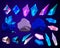 Vector set of fantasy cartoon sparkle crystals