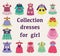 Vector Set of Fashion girl dresses