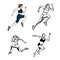 vector set of female sprinter