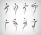 Vector set of figure line silhouette logos, human, men, sport and dancing signs.