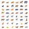 Vector set figures of farm and wild animals