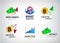 Vector set of financial, crypto currency logos. Market analisys, chart icons