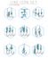 Vector set of fishing hooks line icons with
