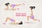 Vector Set of fitness gluteal muscle workout exercises for woman