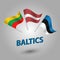 Vector set flags of baltic states estonia, latvia and lithvania on silver pole - estonian, lativan, lithvanian icons with