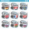 Vector set Flags of European Countries with Ice Hockey Puck