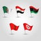 Vector set of flags north africa on silver pole - icon of states algeria, egypt, libya, morocco, tunisia