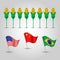 Vector set of flags of states with biggest production of maize and several corn cobs - countries united state