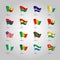 Vector set of flags west africa states on silver pole - icon of african states