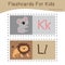 Vector set of flashcards for kids with cute animal themes