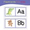 Vector set of flashcards for kids with cute animal themes. Alphabet for kid education.
