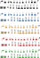 Vector set of flasks, beakers and different colour liquids