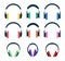 Vector set of flat headphone icons