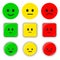 Vector set flat illustration of feedback rate icon, round square button, kawaii emoticons positive, neutral and negative