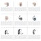 Vector set with flat line hearing aids icons