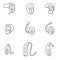 Vector set with flat line hearing aids icons