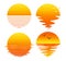 Vector set of flat symbols of sunsets and sunrises
