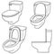 Vector set of flush toilet